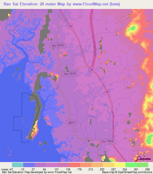Ban Sai,Thailand Elevation Map