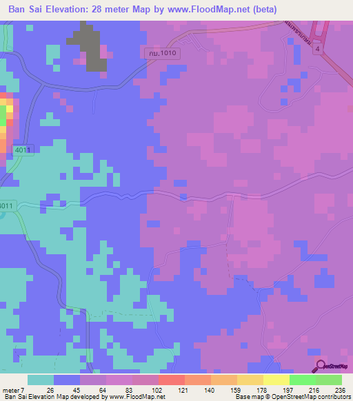 Ban Sai,Thailand Elevation Map