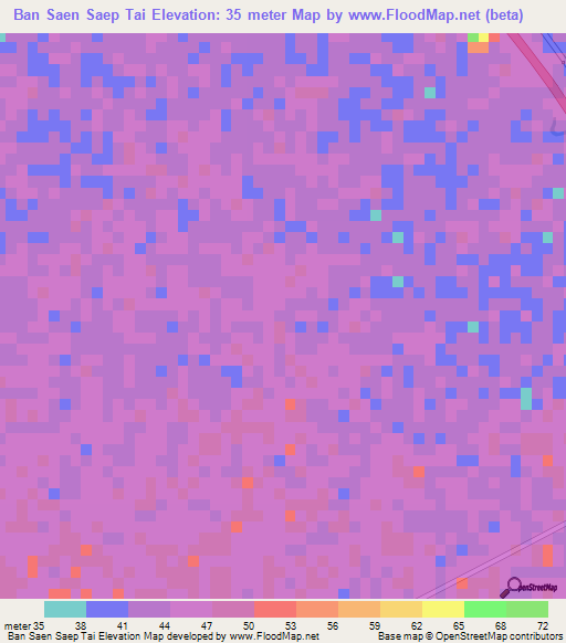 Ban Saen Saep Tai,Thailand Elevation Map