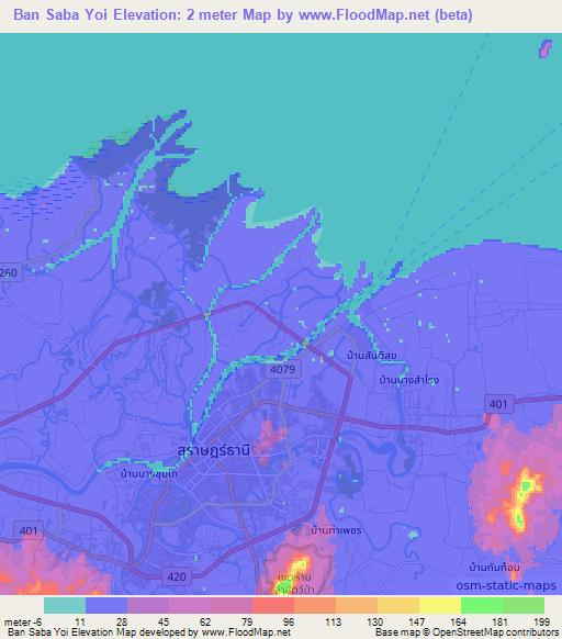 Ban Saba Yoi,Thailand Elevation Map