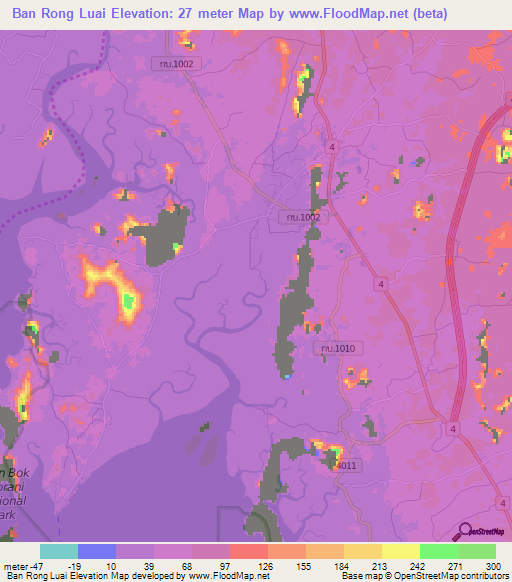 Ban Rong Luai,Thailand Elevation Map