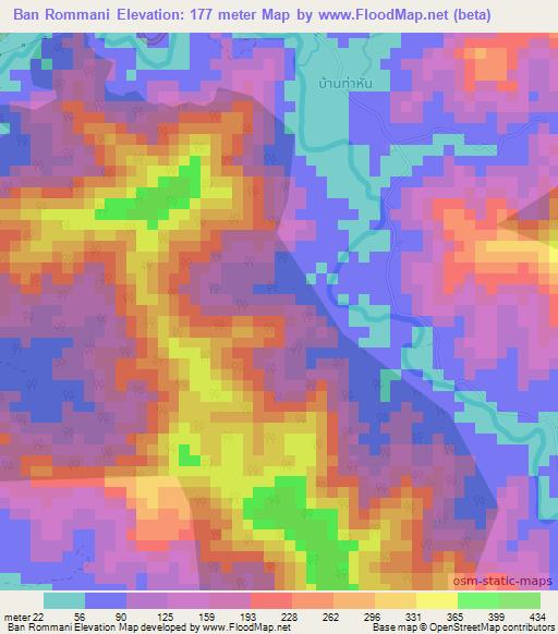 Ban Rommani,Thailand Elevation Map