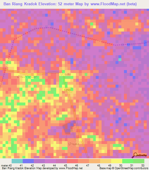 Ban Riang Kradok,Thailand Elevation Map