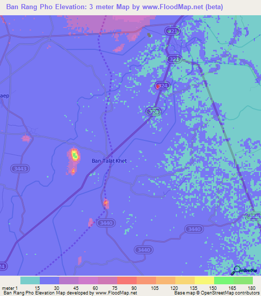 Ban Rang Pho,Thailand Elevation Map