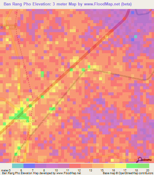 Ban Rang Pho,Thailand Elevation Map
