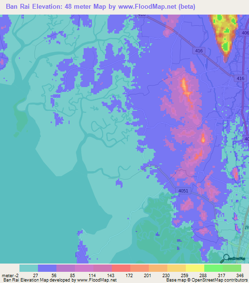Ban Rai,Thailand Elevation Map