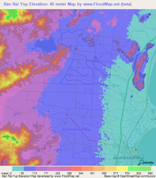 Ban Rai Yup,Thailand Elevation Map