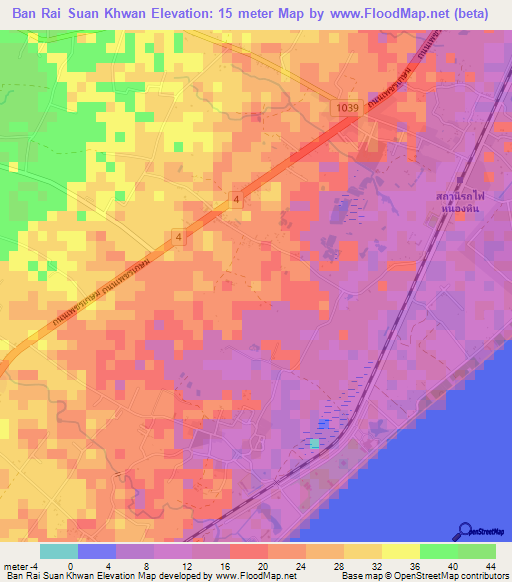 Ban Rai Suan Khwan,Thailand Elevation Map
