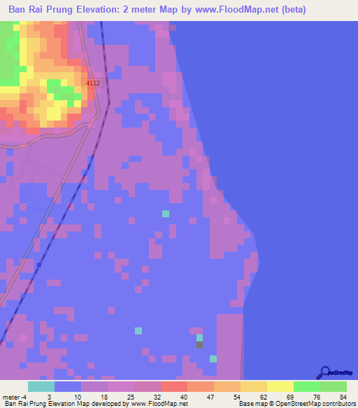 Ban Rai Prung,Thailand Elevation Map