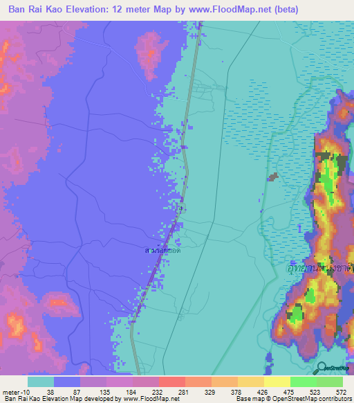 Ban Rai Kao,Thailand Elevation Map