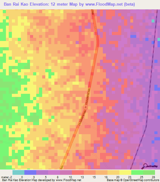 Ban Rai Kao,Thailand Elevation Map