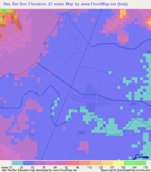 Ban Rai Bon,Thailand Elevation Map