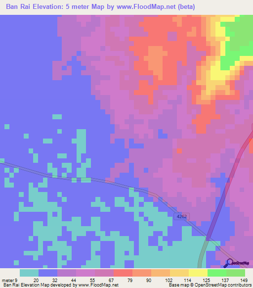 Ban Rai,Thailand Elevation Map