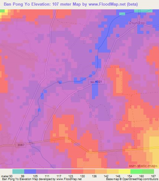 Ban Pong Yo,Thailand Elevation Map