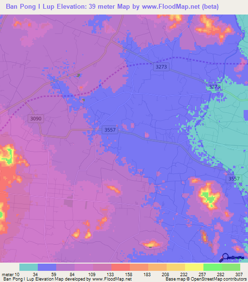 Ban Pong I Lup,Thailand Elevation Map