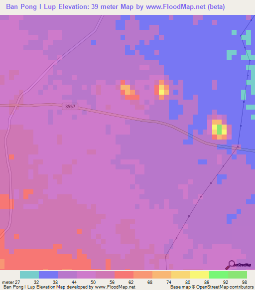 Ban Pong I Lup,Thailand Elevation Map