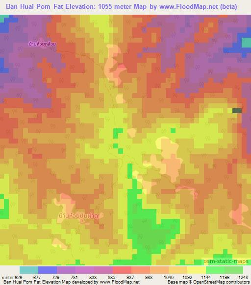 Ban Huai Pom Fat,Thailand Elevation Map
