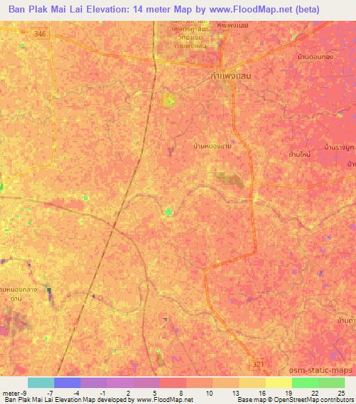 Ban Plak Mai Lai,Thailand Elevation Map