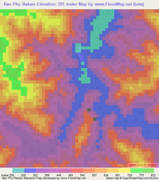 Ban Phu Rakam,Thailand Elevation Map