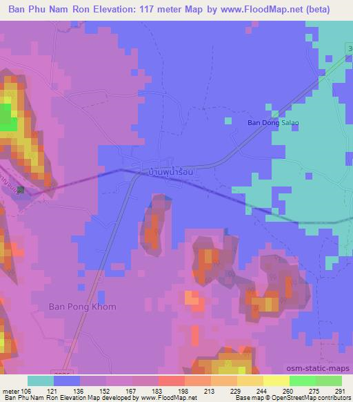 Ban Phu Nam Ron,Thailand Elevation Map