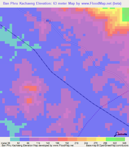 Ban Phru Kachaeng,Thailand Elevation Map