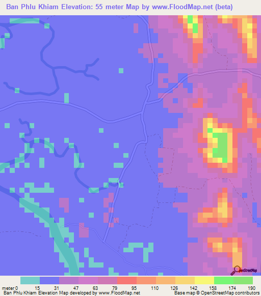 Ban Phlu Khiam,Thailand Elevation Map
