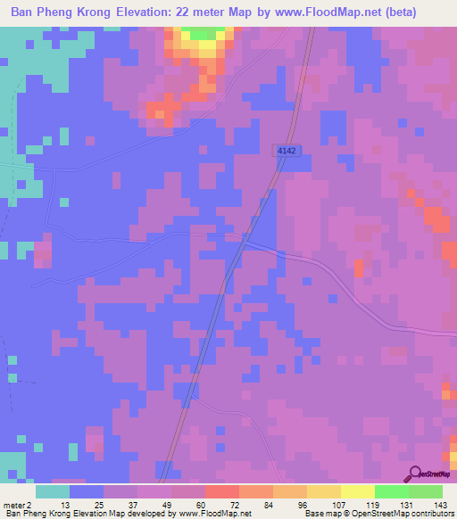 Ban Pheng Krong,Thailand Elevation Map