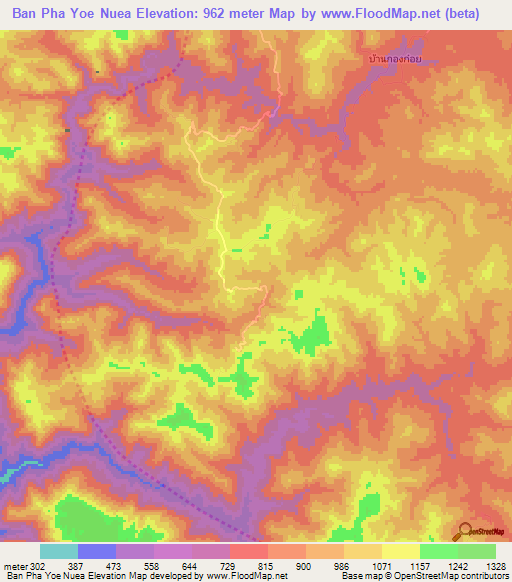 Ban Pha Yoe Nuea,Thailand Elevation Map