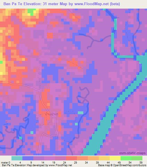 Ban Pa Te,Thailand Elevation Map