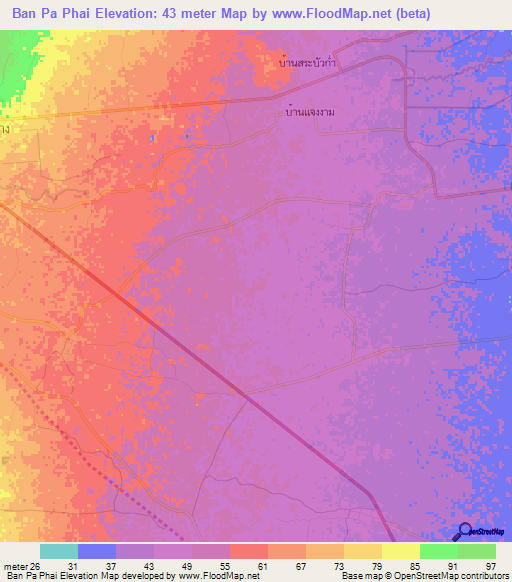 Ban Pa Phai,Thailand Elevation Map