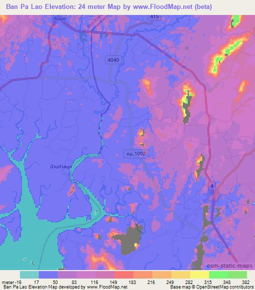 Ban Pa Lao,Thailand Elevation Map