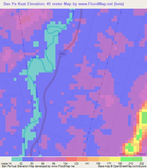 Ban Pa Kuat,Thailand Elevation Map