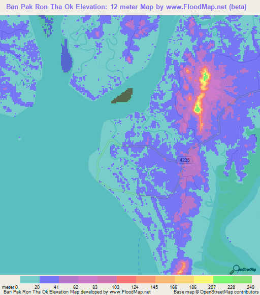 Ban Pak Ron Tha Ok,Thailand Elevation Map