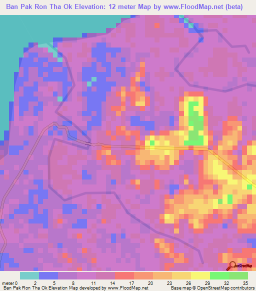 Ban Pak Ron Tha Ok,Thailand Elevation Map