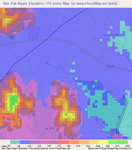 Ban Pak Ngam,Thailand Elevation Map