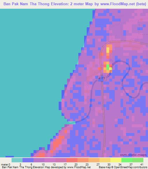 Ban Pak Nam Tha Thong,Thailand Elevation Map