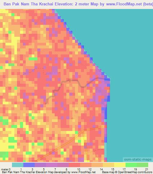 Ban Pak Nam Tha Krachai,Thailand Elevation Map
