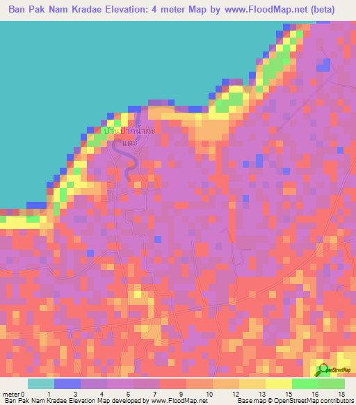 Ban Pak Nam Kradae,Thailand Elevation Map