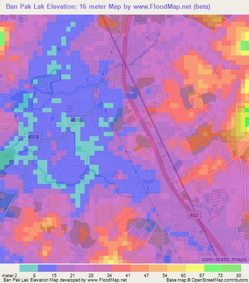 Ban Pak Lak,Thailand Elevation Map