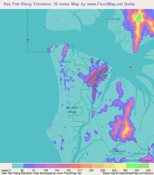 Ban Pak Klang,Thailand Elevation Map