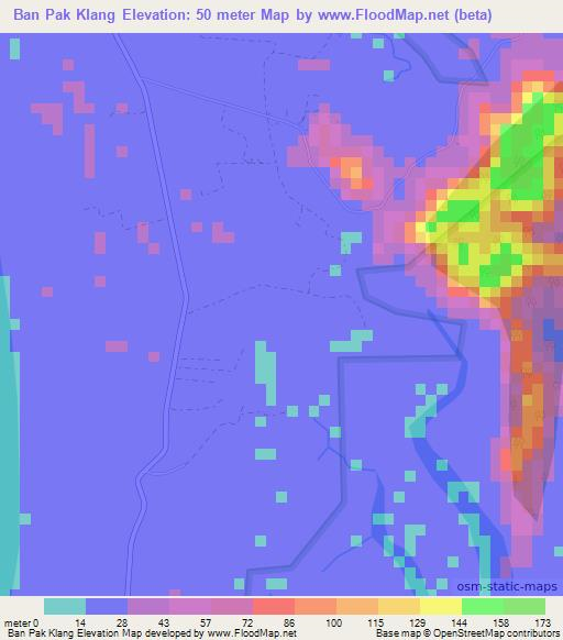 Ban Pak Klang,Thailand Elevation Map