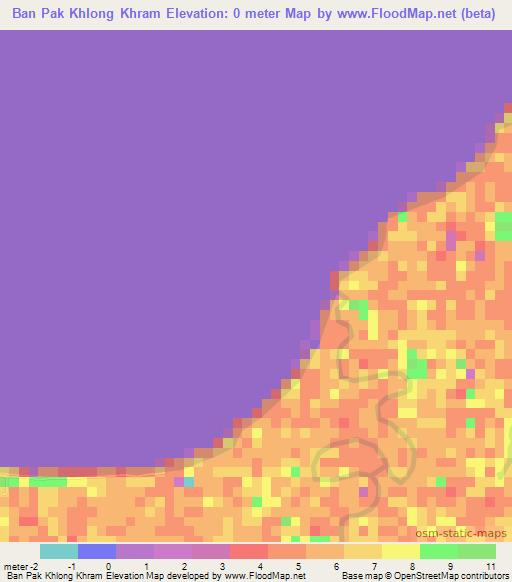 Ban Pak Khlong Khram,Thailand Elevation Map