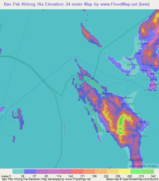 Ban Pak Khlong Hia,Thailand Elevation Map