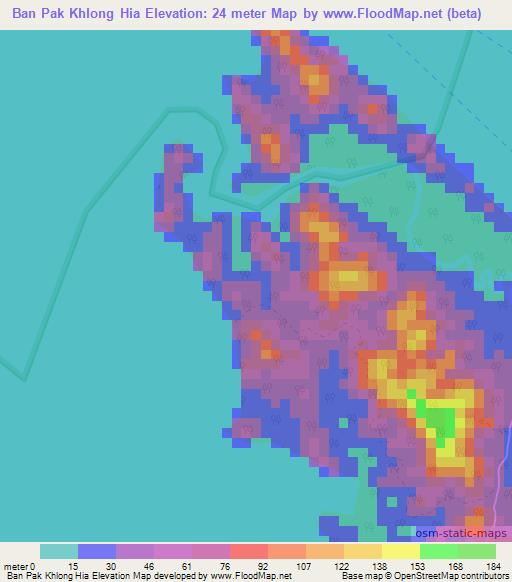 Ban Pak Khlong Hia,Thailand Elevation Map