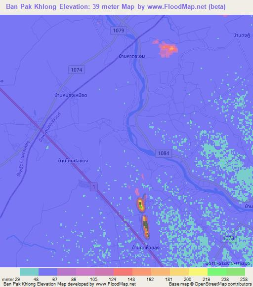 Ban Pak Khlong,Thailand Elevation Map