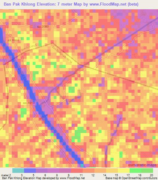 Ban Pak Khlong,Thailand Elevation Map