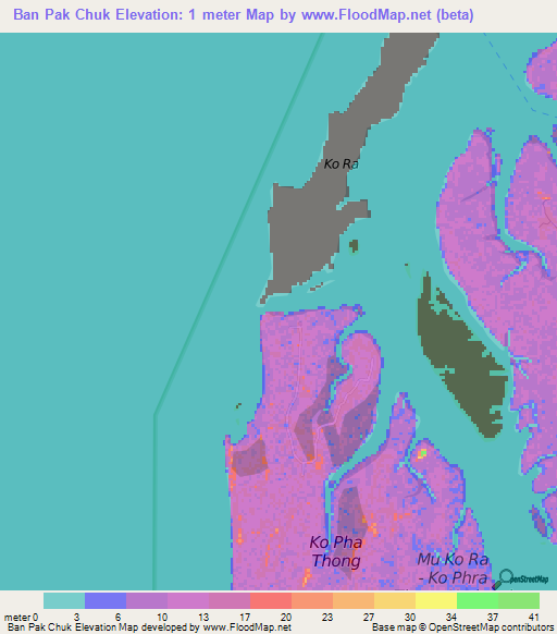 Ban Pak Chuk,Thailand Elevation Map