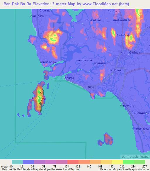 Ban Pak Ba Ra,Thailand Elevation Map