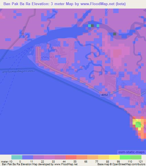 Ban Pak Ba Ra,Thailand Elevation Map
