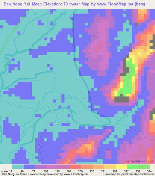Ban Nong Yai Maen,Thailand Elevation Map